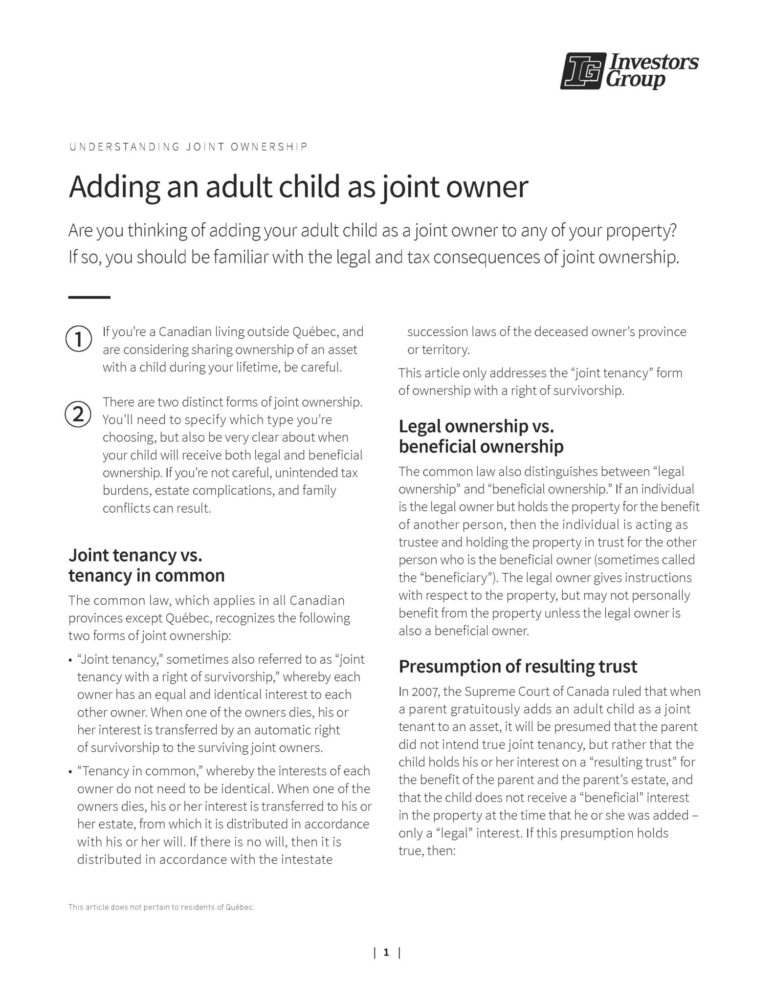 article about estate planning with children page 1.